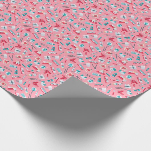 Rosa zahnmedizinisches Muster Geschenkpapier (Ecke)