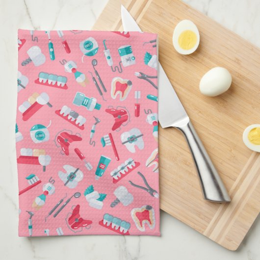 Rosa zahnmedizinisches Muster Geschirrtuch (Viertel Falte)