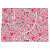Rosa zahnmedizinisches Muster Große Geschenktüte (Vorderseite)