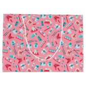 Rosa zahnmedizinisches Muster Große Geschenktüte (Rückseite)