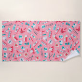 Rosa zahnmedizinisches Muster Strandtuch (Vorderseite)