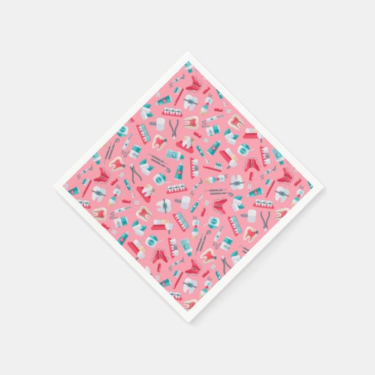 Rosa Zahnmuster Serviette (Ecke)