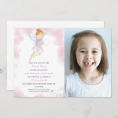 Rosa Zahnseidenmatte mit Foto Einladung (Vorne/Hinten)