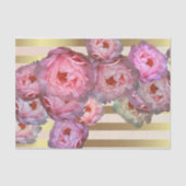 Rosa Zapfen auf goldfarbenen, horizontalen Streife Seidenpapier (Vorderseite)