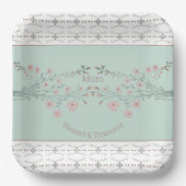 Rosa, zarter Blumenplatz Pappteller (Vorderseite)