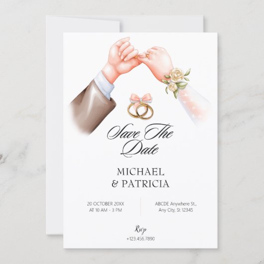 Rosa zartes Paar Ehe Einladung (Vorderseite)