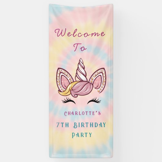 Rosa Zauberhafte Einhorn-gefärbte Krawatte Gold Gl Banner (Vertikal)