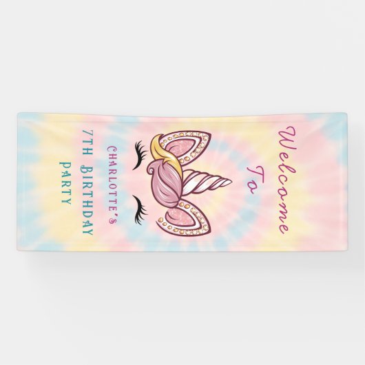 Rosa Zauberhafte Einhorn-gefärbte Krawatte Gold Gl Banner (Horizontal)