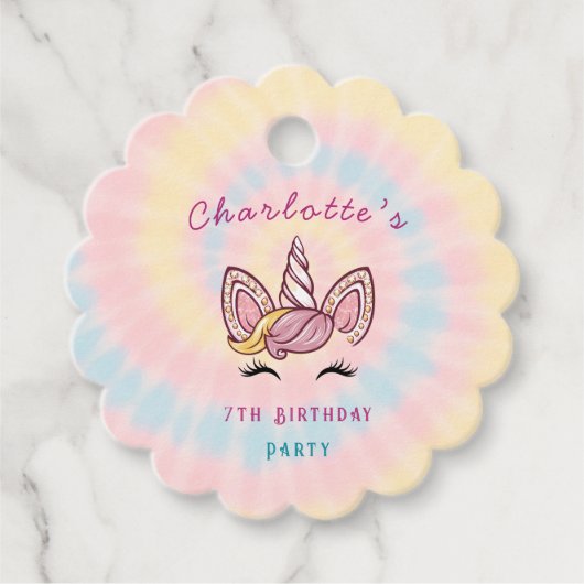 Rosa Zauberhafte Einhorn-gefärbte Krawatte Gold Gl Geschenkanhänger (Vorderseite)