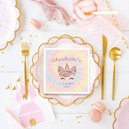 Rosa Zauberhafte Einhorn-gefärbte Krawatte Gold Gl Serviette