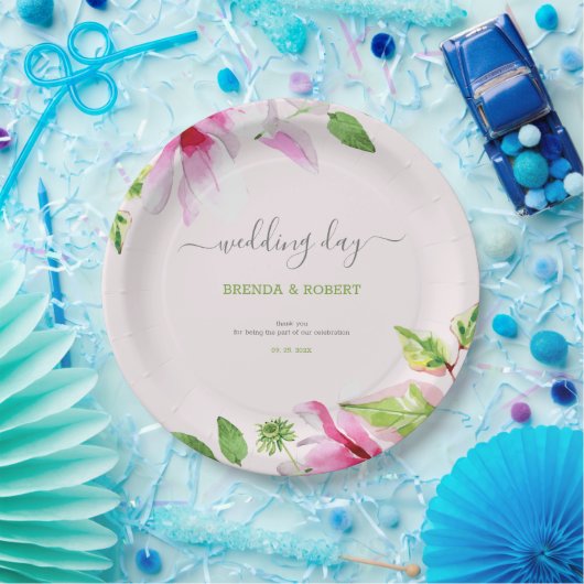 Rosa Zaubernappenrahmen Pappteller (Party)