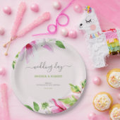 Rosa Zaubernappenrahmen Pappteller (Party)