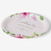 Rosa Zaubernappenrahmen Pappteller (Schrägansicht)