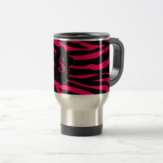 Rosa Zebra 15 oz. Reisebusch Reisebecher (VorderseiteRechts)
