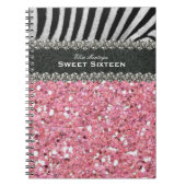 Rosa Zebra 16. Geburtstag personalisiert Notizblock (Vorderseite)