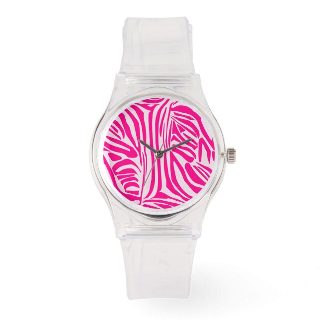 Rosa Zebra Armbanduhr (Vorderseite)