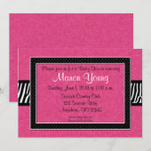 Rosa Zebra Baby oder Brautdusche Einladung (Vorne/Hinten)