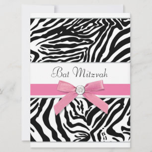 Rosa Zebra Bat Mitzvah Einladung