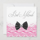 Rosa Zebra Bat Mitzvah Einladungen (Vorderseite)
