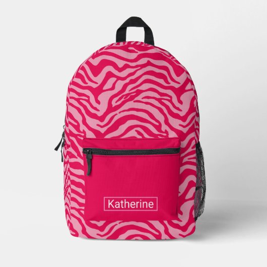Rosa Zebra Bedruckter Rucksack (Vorderseite)