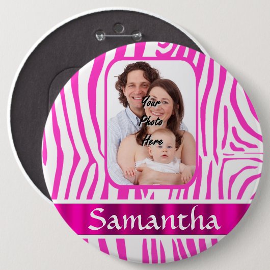 Rosa Zebra Button (Vorne & Hinten)