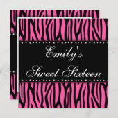 Rosa Zebra Diamonds Sweet 16 Birthday Einladung (Vorne/Hinten)