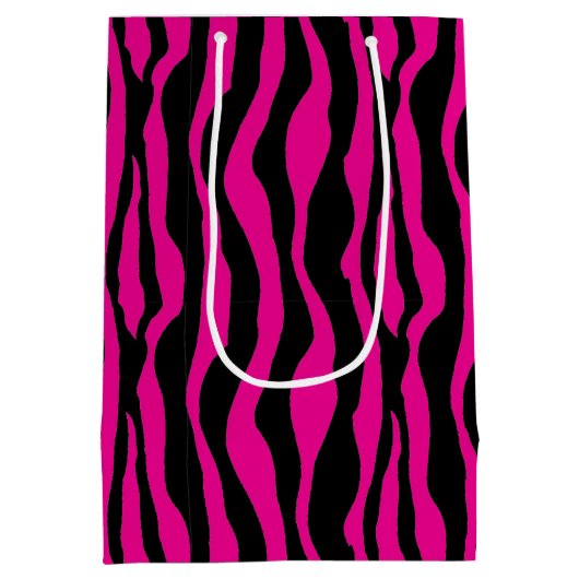 Rosa Zebra-Druck-Geschenk-Tasche Mittlere Geschenktüte (Rückseite)