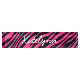 Rosa Zebra-Druck-kundenspezifischer Namensplakette