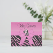 Rosa Zebra Druckbogen-u. Schmetterlings-Babyparty Einladung (Stehend Vorderseite)
