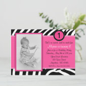 Rosa Zebra Einladung (Stehend Vorderseite)