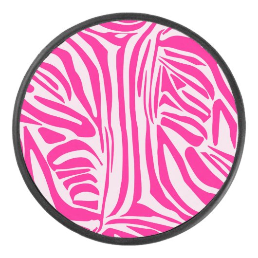 Rosa Zebra Eishockey Puck (Vorderseite)