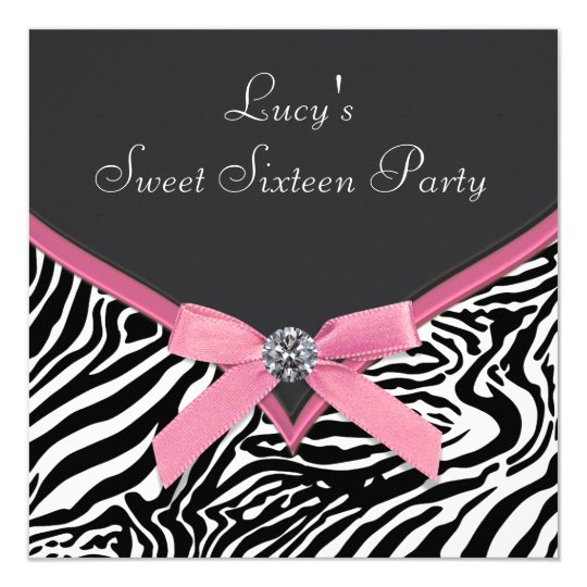 Rosa Zebra-Geburtstags-Party Quadratische 13,3 Cm Einladungskarte