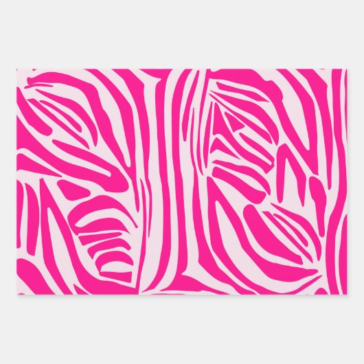 Rosa Zebra Geschenkpapier Set (Vorderseite)