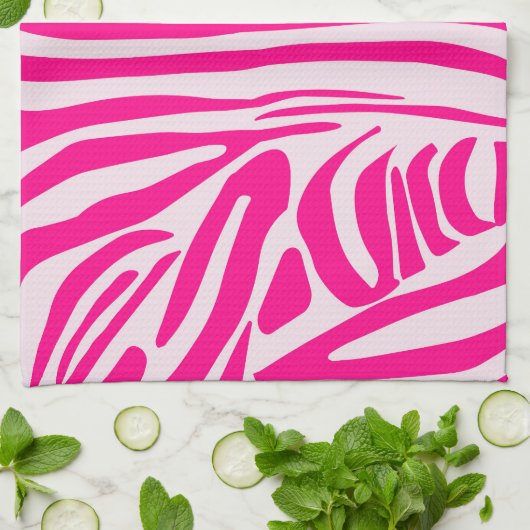 Rosa Zebra Geschirrtuch (Gefaltet)