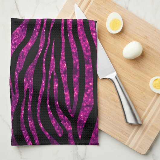 Rosa Zebra, Glitzer Zebra, Zebra Print, Streifen Geschirrtuch (Viertel Falte)