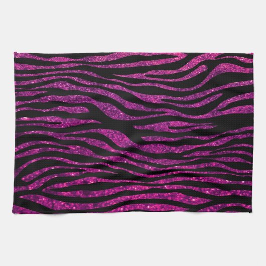 Rosa Zebra, Glitzer Zebra, Zebra Print, Streifen Geschirrtuch (Horizontal)