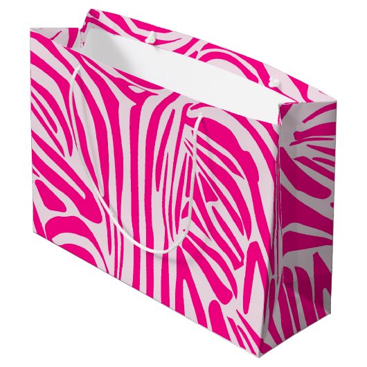 Rosa Zebra Große Geschenktüte (Rückseite Schrägansicht)