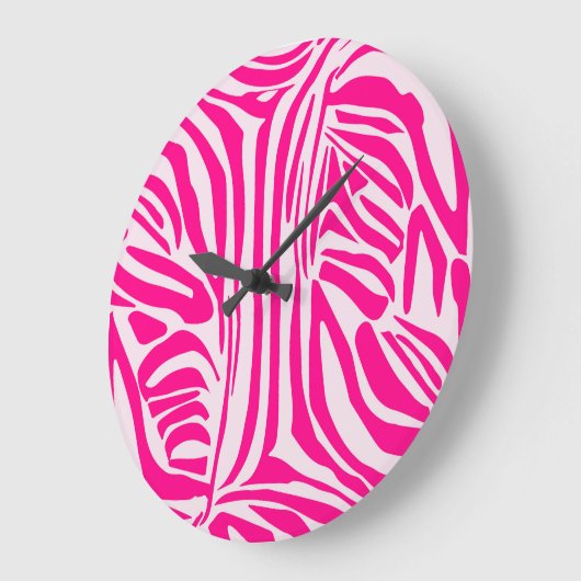 Rosa Zebra Große Wanduhr (Winkel)