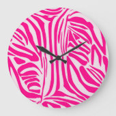 Rosa Zebra Große Wanduhr (Vorderseite)