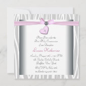 Rosa Zebra Herzrosa Kreuz Erste Kommune Einladung (Rückseite)