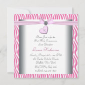 Rosa Zebra Herzrosa Kreuz Erste Kommune Einladung (Rückseite)