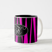Rosa Zebra-Initialen-mit Monogramm Kaffee-Tasse Zweifarbige Tasse (VorderseiteRechts)