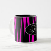 Rosa Zebra-Initialen-mit Monogramm Kaffee-Tasse Zweifarbige Tasse (Vorderseite Links)