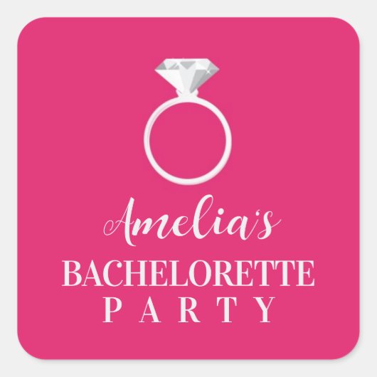 Rosa Zebra-Junggeselinnen-Abschied-Aufkleber Quadratischer Aufkleber (Vorderseite)