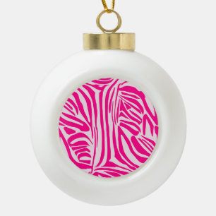 Rosa Zebra Keramik Kugel-Ornament