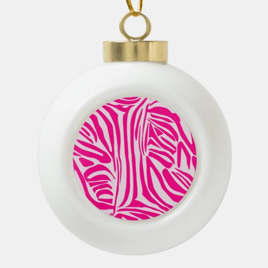 Rosa Zebra Keramik Kugel-Ornament (Vorderseite)