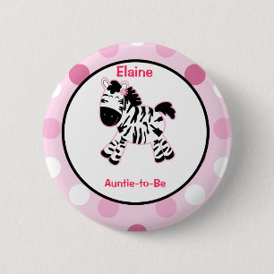 Rosa Zebra kundengebundener Namensschild Knopf Button