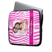 Rosa Zebra Laptopschutzhülle (Vorderseite Links)