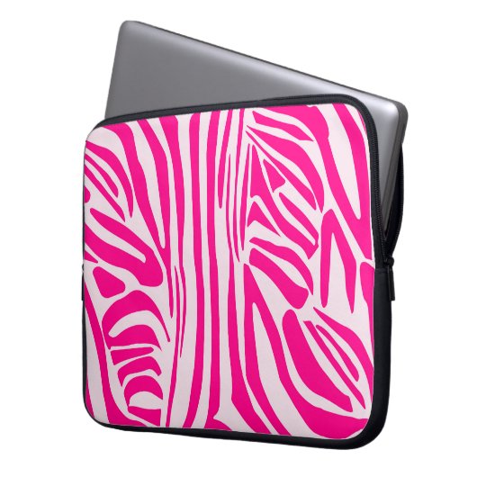 Rosa Zebra Laptopschutzhülle (Vorderseite Links)