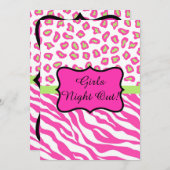 Rosa Zebra Leopard Girls Night Out Einladung (Vorne/Hinten)